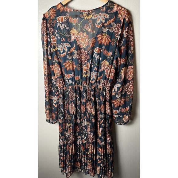 Maeve Anthropologie‎ Apulia Pleated Paisley Chiffon Midi Dress EUC - Picture 2 of 6